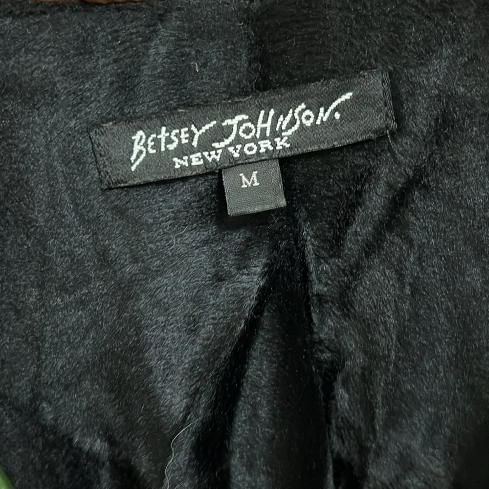 Vintage Betsey Johnson trench coat faux fur lined camo raincoat M runs small - Picture 2 of 5